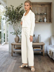 Kotty Lapel Collar Long Sleeves Coat With Trouser 