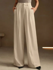 Kotty Women Relaxed Straight Leg High-Rise Pleated Parallel Trousers