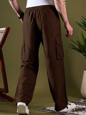 Kotty Men Relaxed Low-Rise Easy Wash Pleated Cargos Trousers