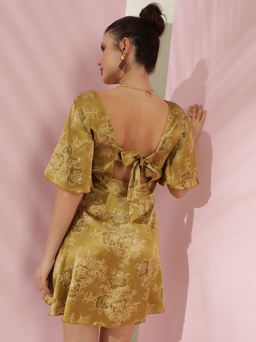 Kotty Women Print Flared Sleeve Fit & Flare Mini Dress