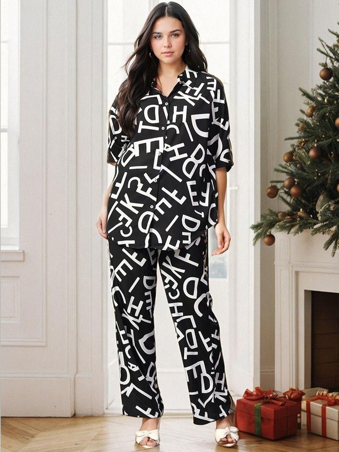 Kotty Printed Short Sleeves Shirt With Trousers