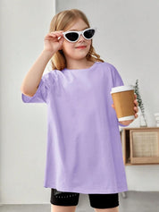 Kotty Girls Graphic Printed Round Neck Cotton Oversized T-shirt