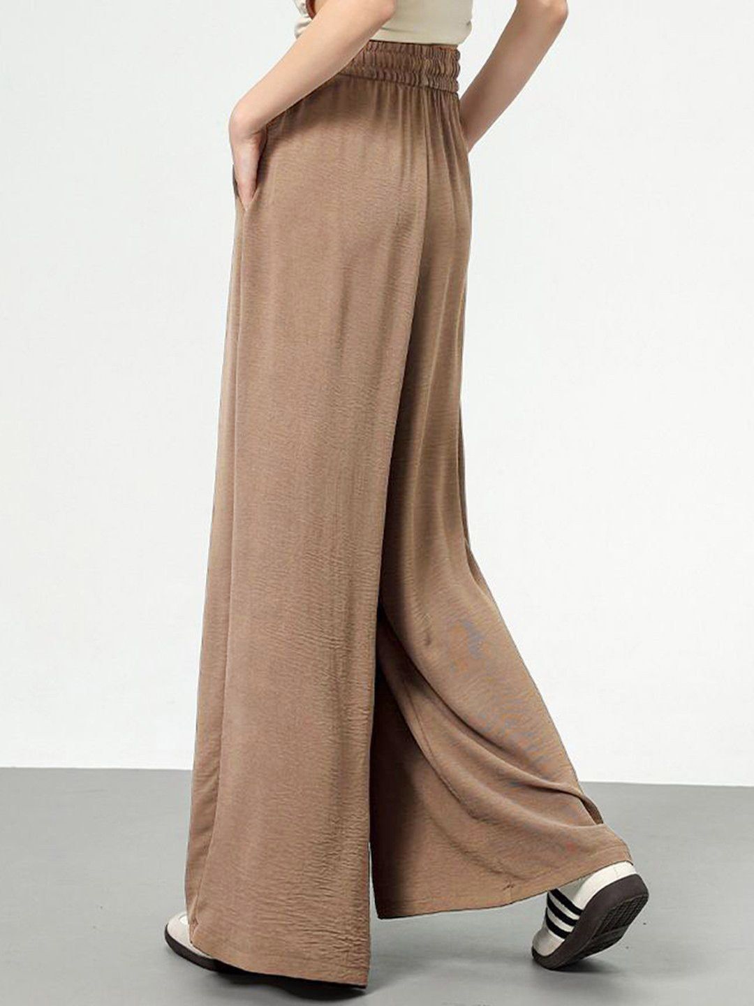 Kotty Women Textured Flared High-Rise Trouser