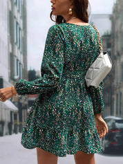 Kotty Animal Print Puff Sleeve Crepe Fit & Flare Dress