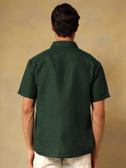 Kotty Men Comfort Fit Solid Spread Collar Linen Casual Shirt