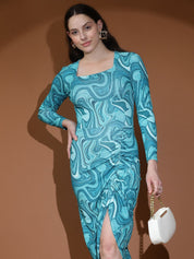 Kotty Abstract Printed Sheath Midi Dress