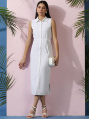 Kotty Women Sleeveless Midi Shirt Dress