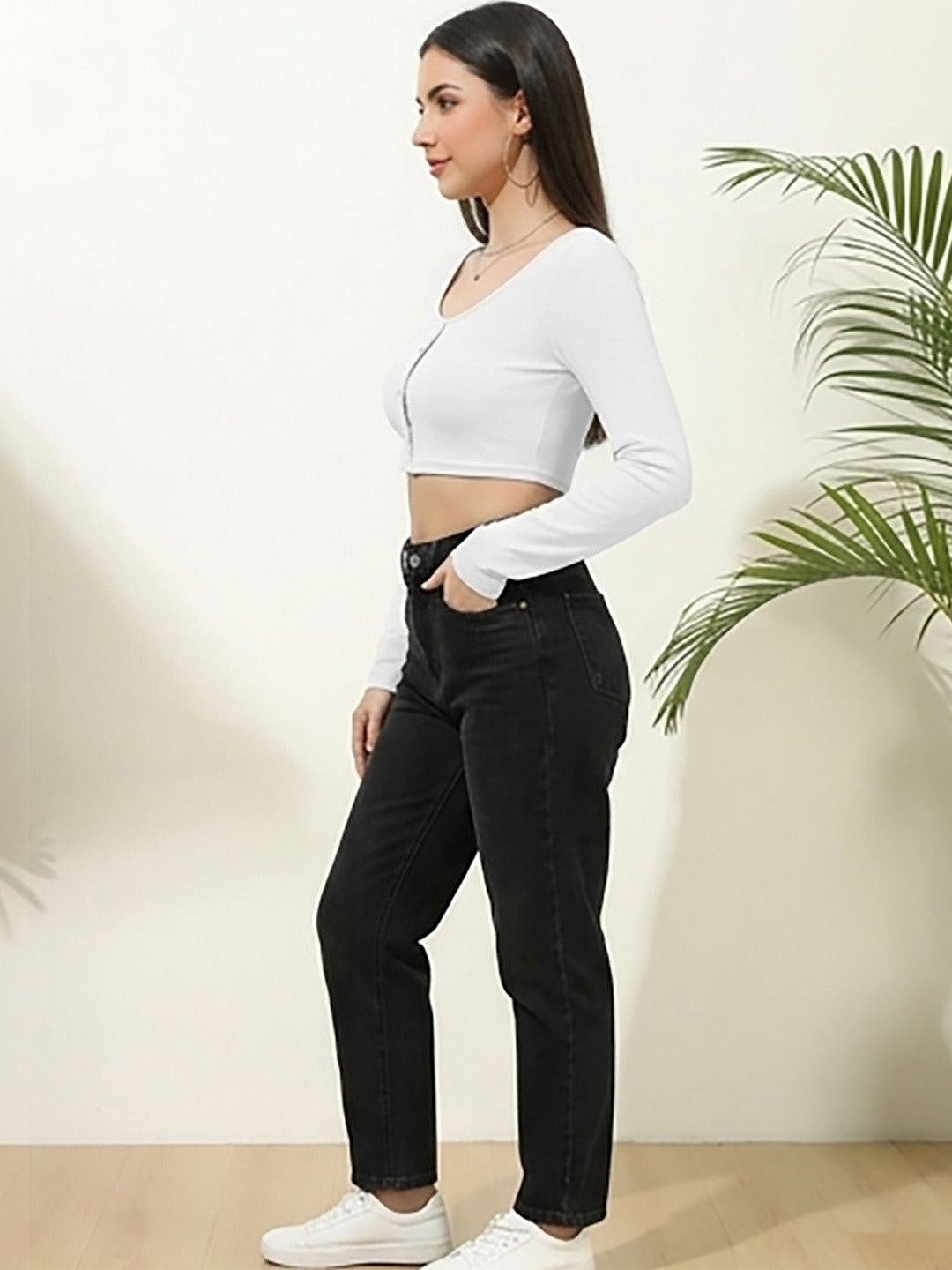 Kotty Top Snow White Women's Crop Long-Sleeve Fashion