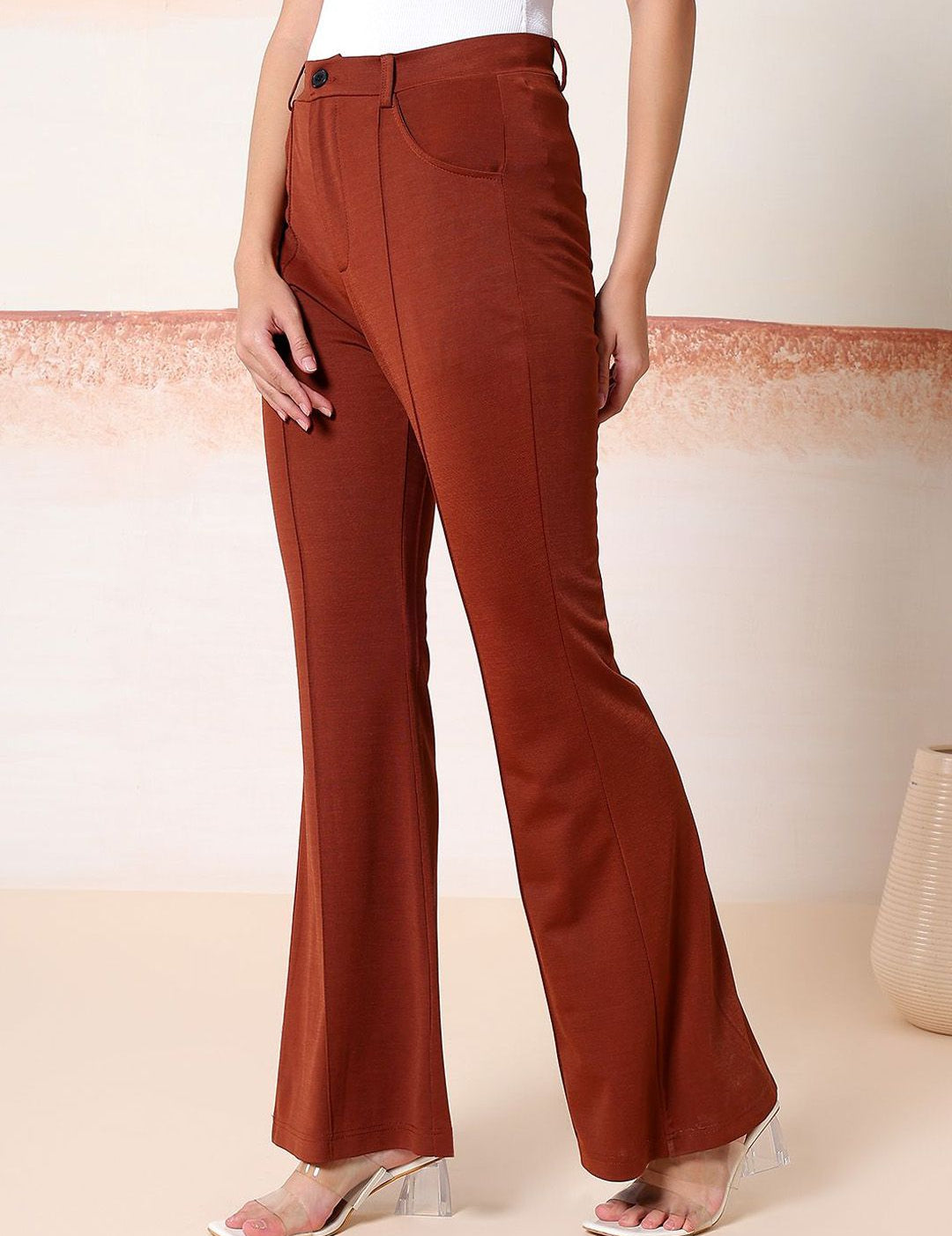 Kotty Women Comfort Flared High-Rise Regular Trousers