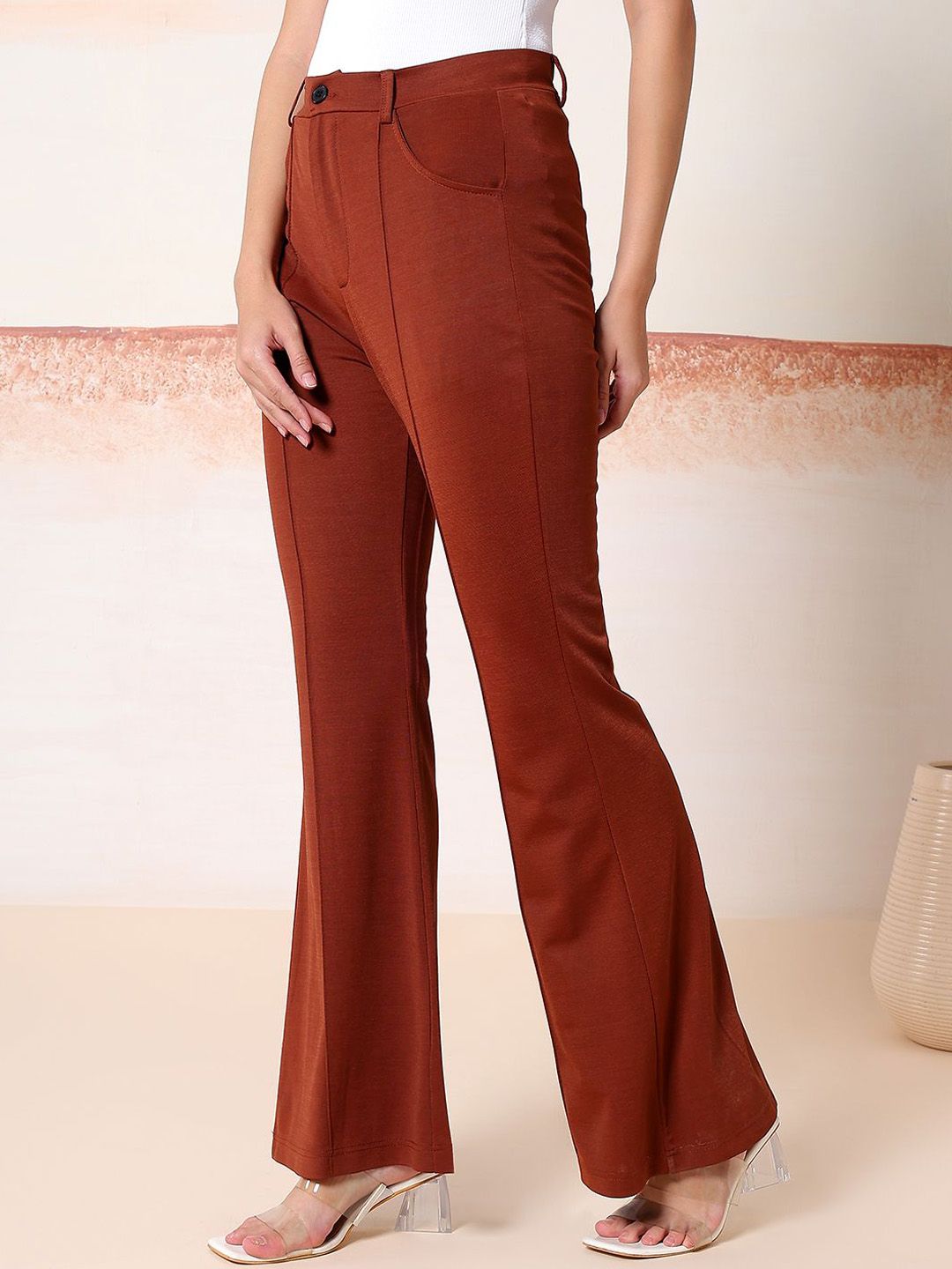 Kotty Women Comfort Flared High-Rise Regular Trousers