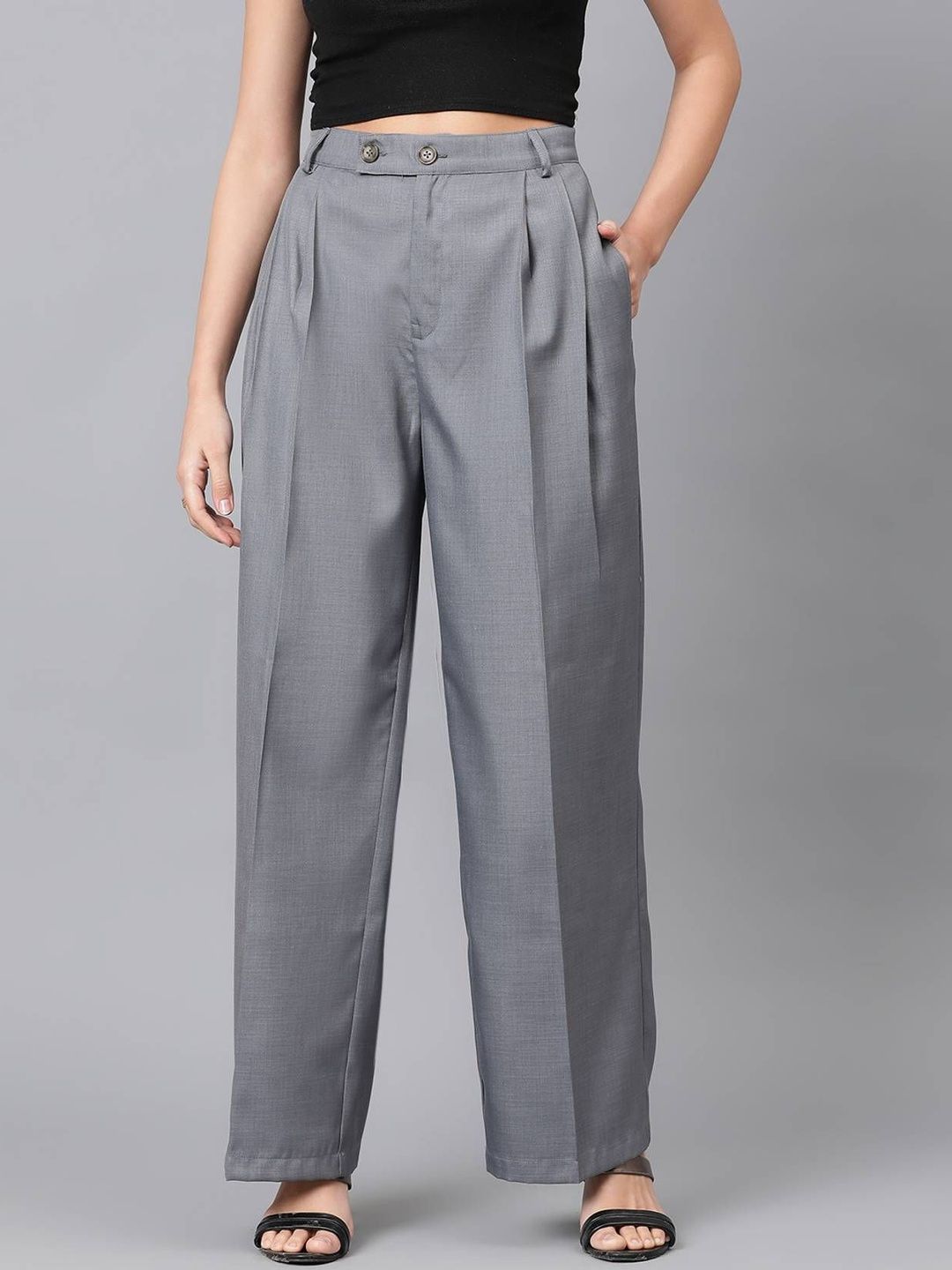 Kotty Women Relaxed Straight Leg High-Rise Trousers