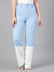Kotty Women Colourblocked High-Rise Easy Wash Trousers