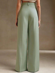 Kotty Women Relaxed Straight Leg High-Rise Pleated Trousers