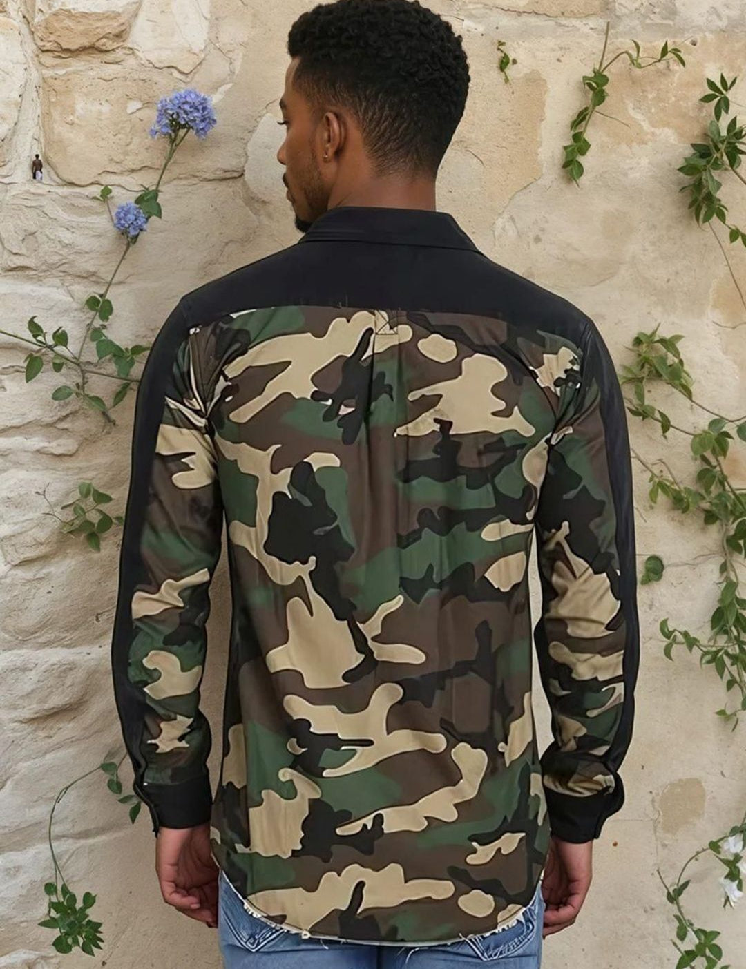 Kotty Abstract Printed Open Front Denim Jacket