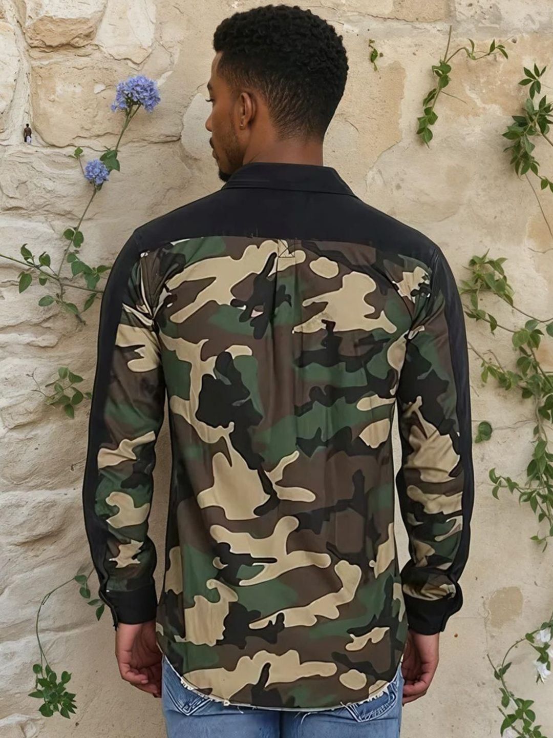 Kotty Abstract Printed Open Front Denim Jacket