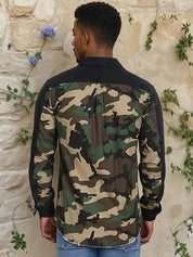 Kotty Abstract Printed Open Front Denim Jacket