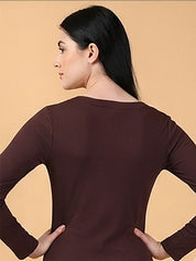 Kotty Top Caramel Brown Women's Scoop Long-Sleeve Fashion