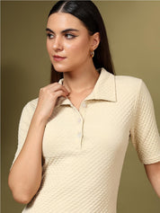 Kotty Women Self Design Shirt Collar Bodycon Mini Dress