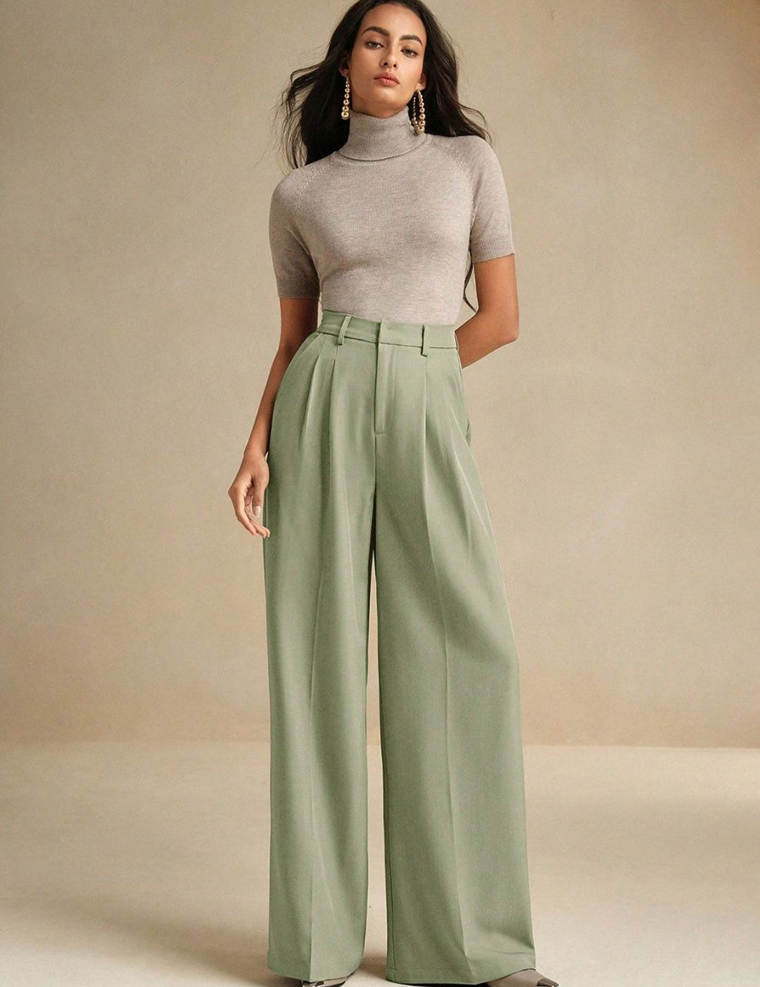 Kotty Women Relaxed Straight Leg High-Rise Pleated Trousers