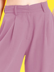 Kotty Women Loose Fit High-Rise Corduroy Pleated Trousers