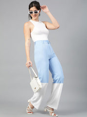 Kotty Women Colourblocked Straight Fit High-Rise Easy Wash Pleated Trousers