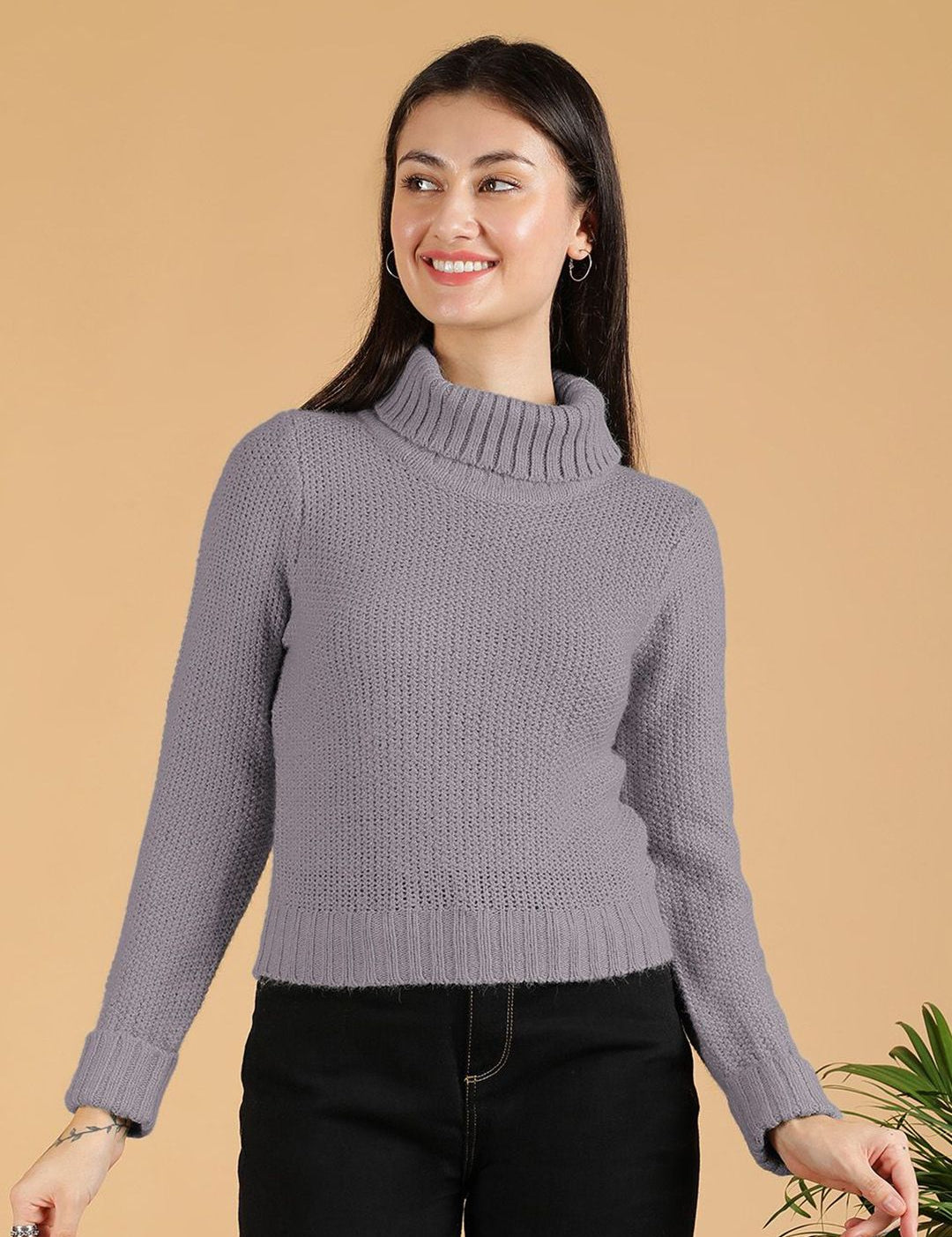 Kotty Women Turtle Neck Crop Pullover