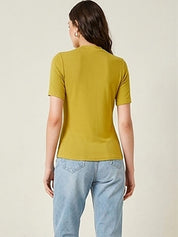 Kotty Top Golden Yellow Women's Round Short-Sleeve Fashion