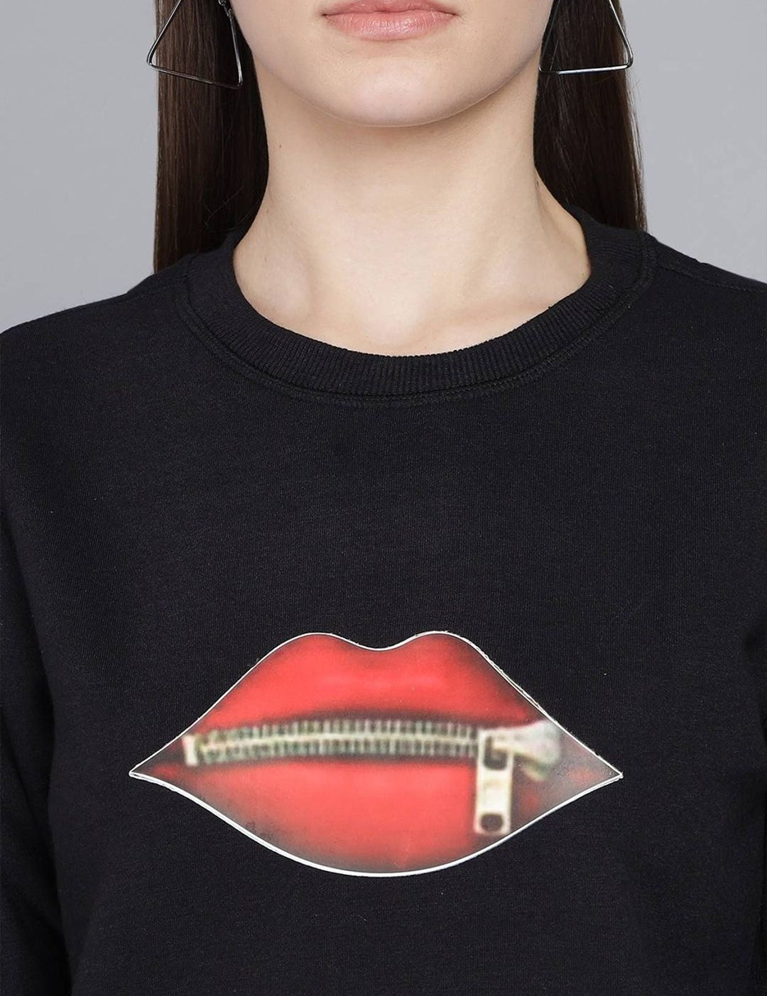 Kotty Women Printed Round Neck Pullover Sweatshirt