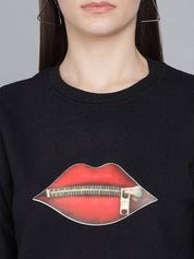 Kotty Women Printed Round Neck Pullover Sweatshirt