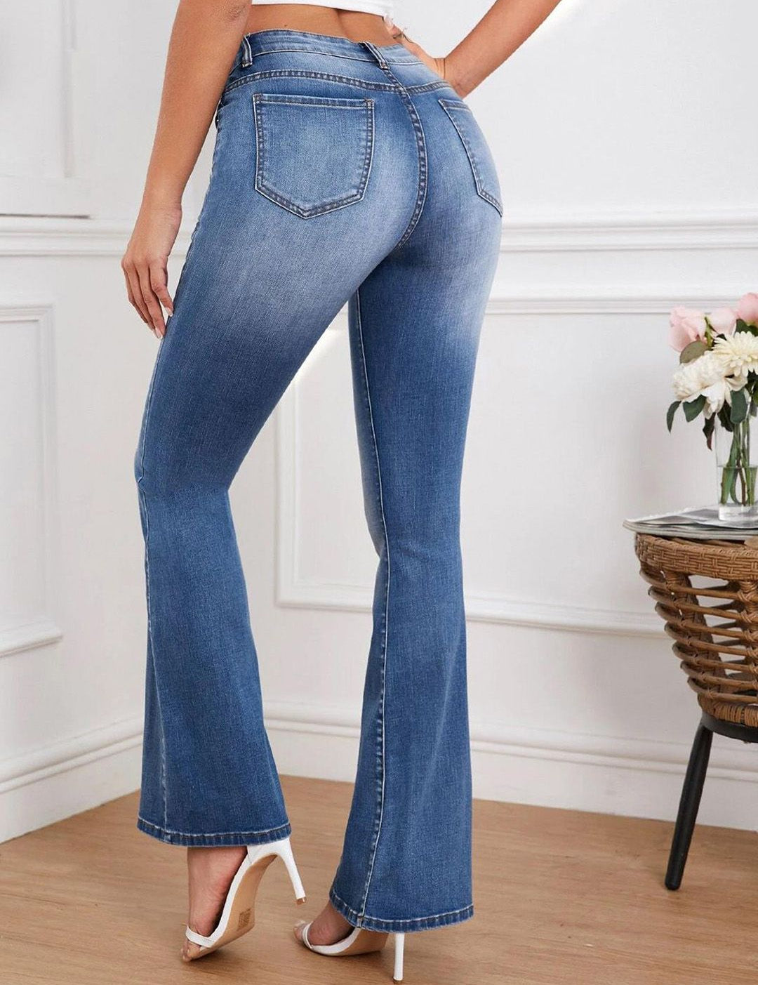 Kotty Women Bootcut High-Rise Cotton Stretchable Jeans