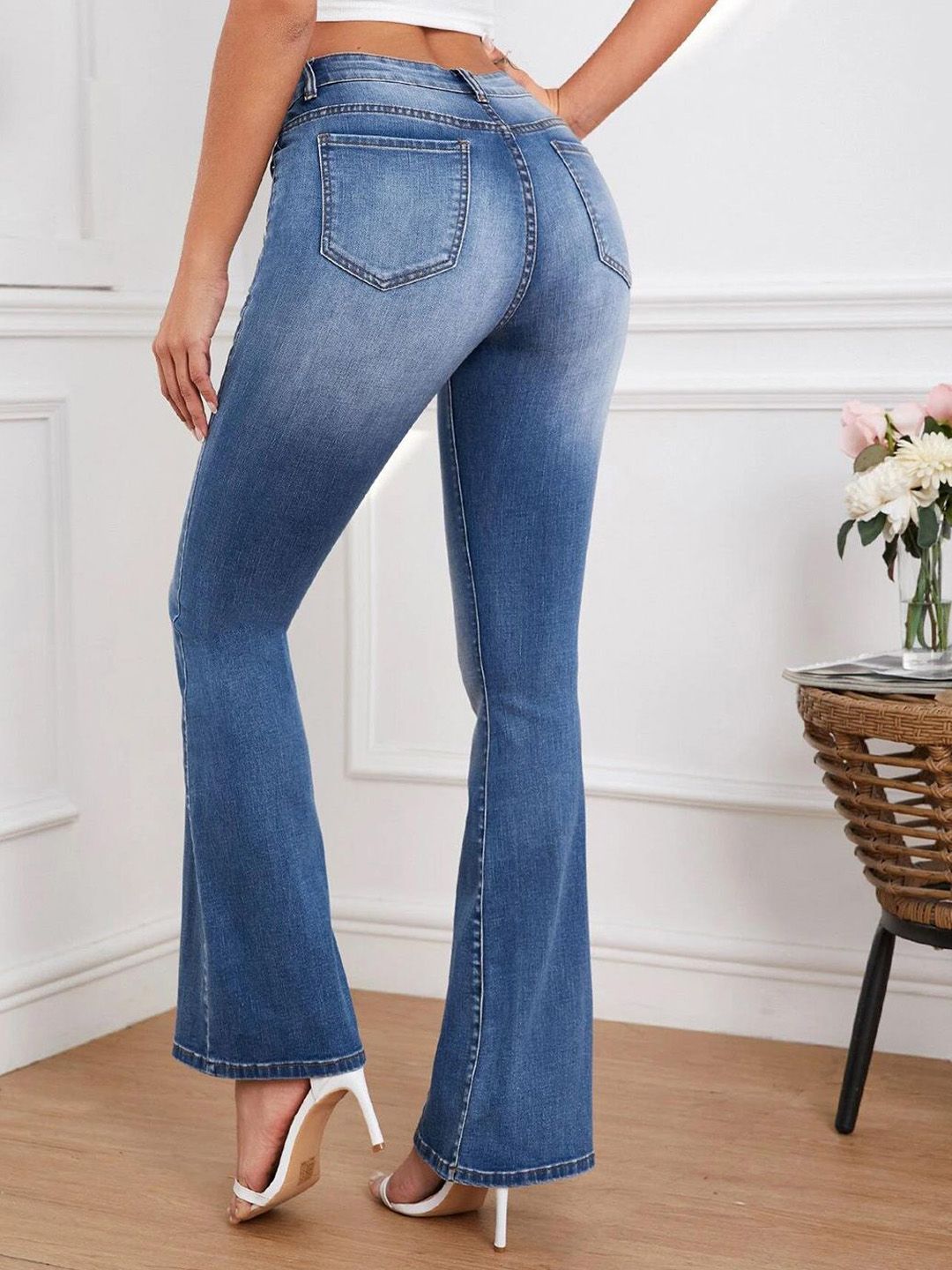 Kotty Women Bootcut High-Rise Cotton Stretchable Jeans