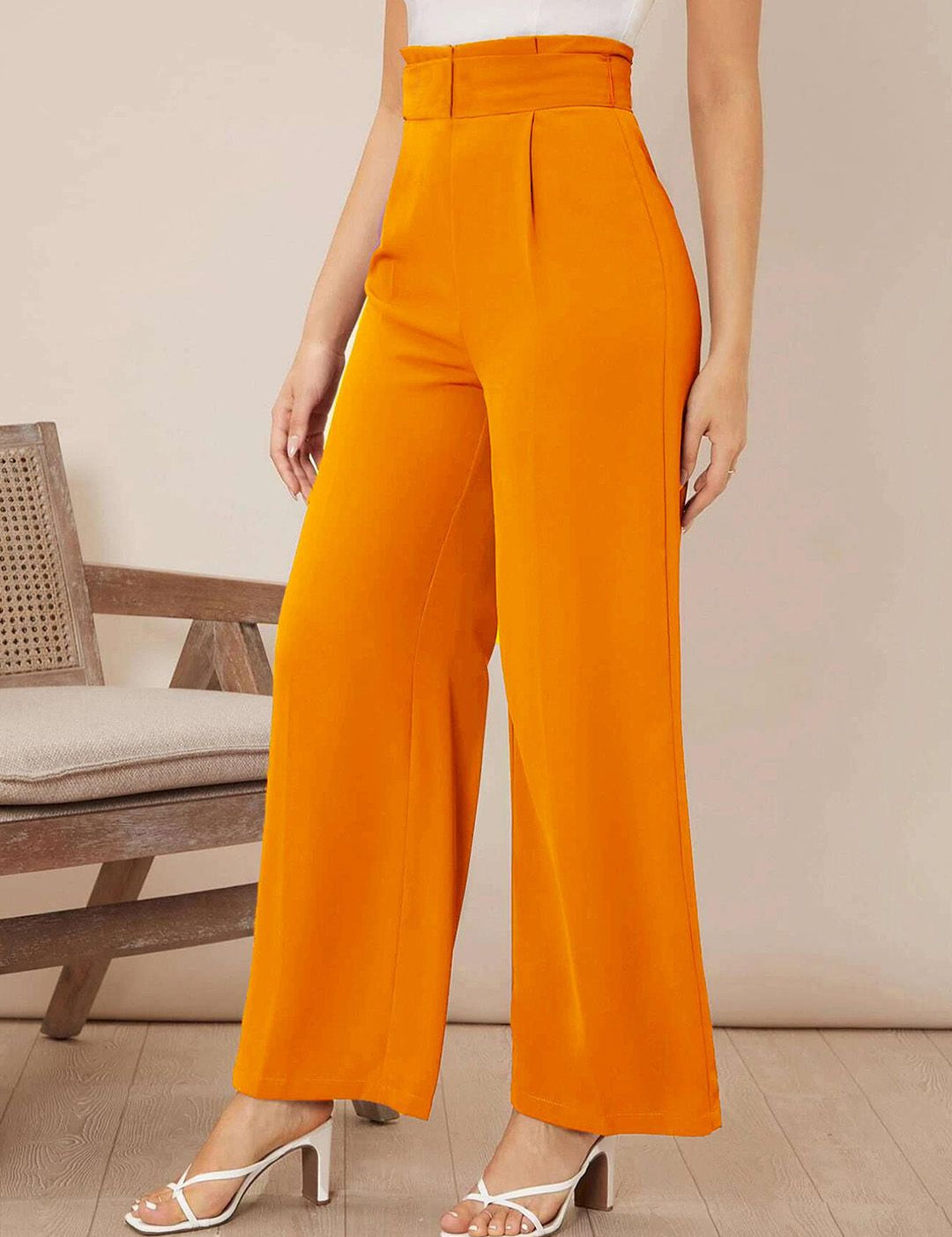 Kotty Women High-Rise Easy Wash Pleated Wide Leg Trousers