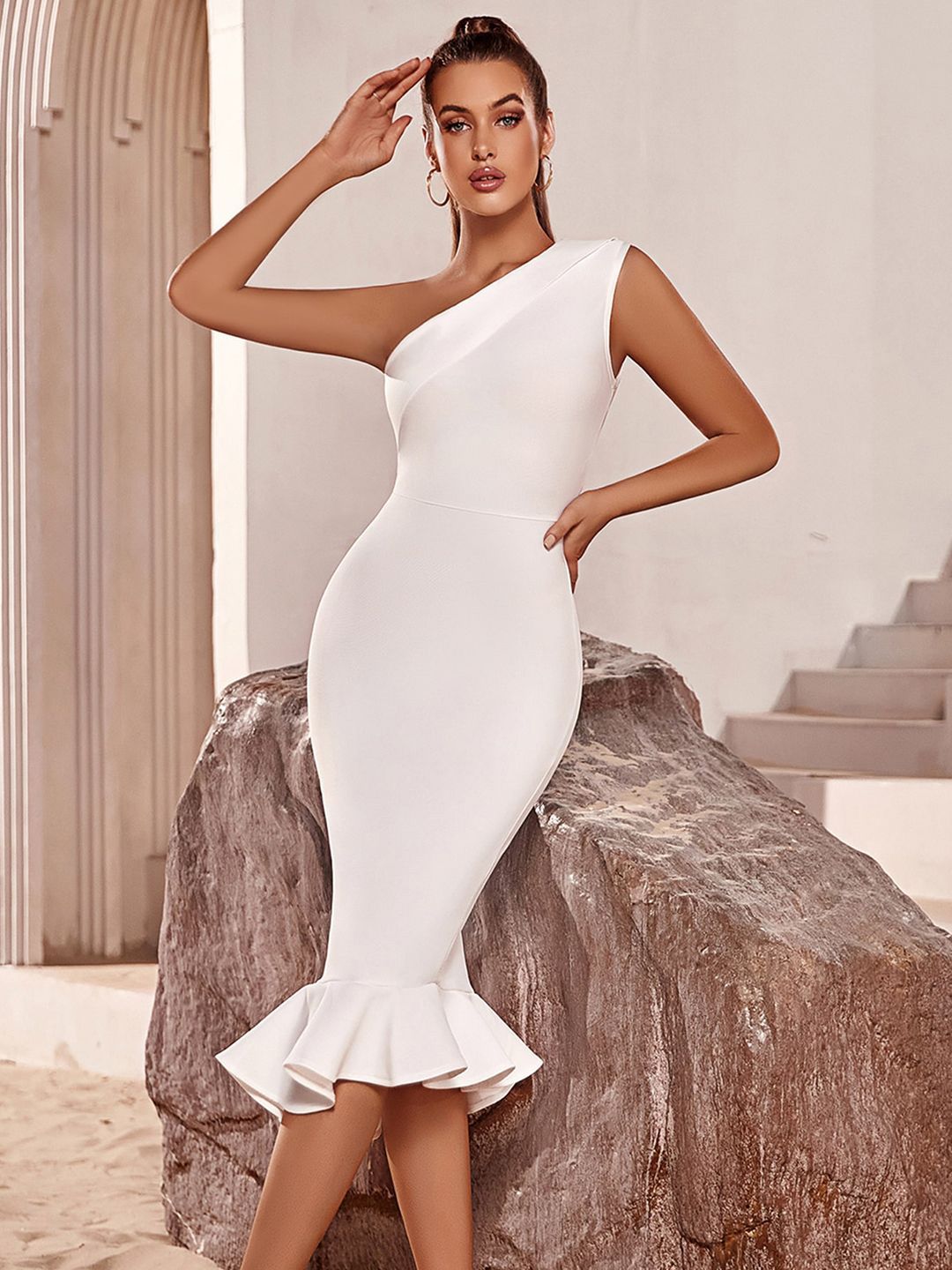 Kotty One Shoulder Bodycon Midi Dress