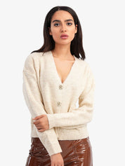 Kotty Women Cotton V-Neck Long Sleeves Cardigan Sweaters