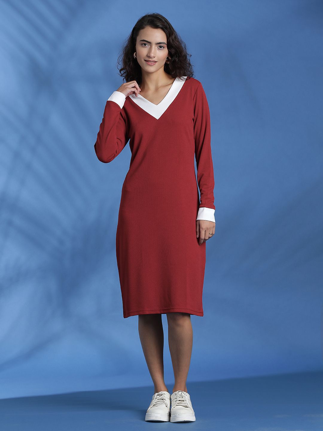 Kotty Solid A-Line Midi Dress