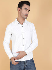 Kotty Men Relaxed Spread Collar Textured Cotton Casual Shirt