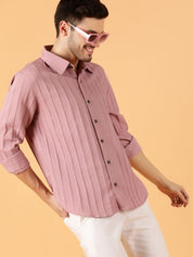 Kotty Men Relaxed Spread Collar Textured Cotton Casual Shirt