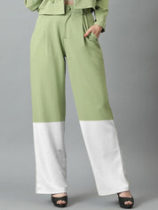 Kotty Women Solid Colourblocked High-Rise Easy Wash Trousers