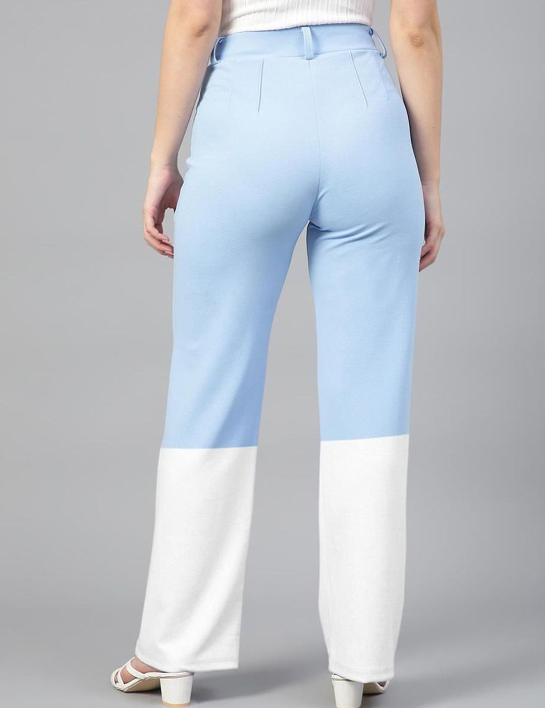 Kotty Women Colourblocked High-Rise Easy Wash Trousers
