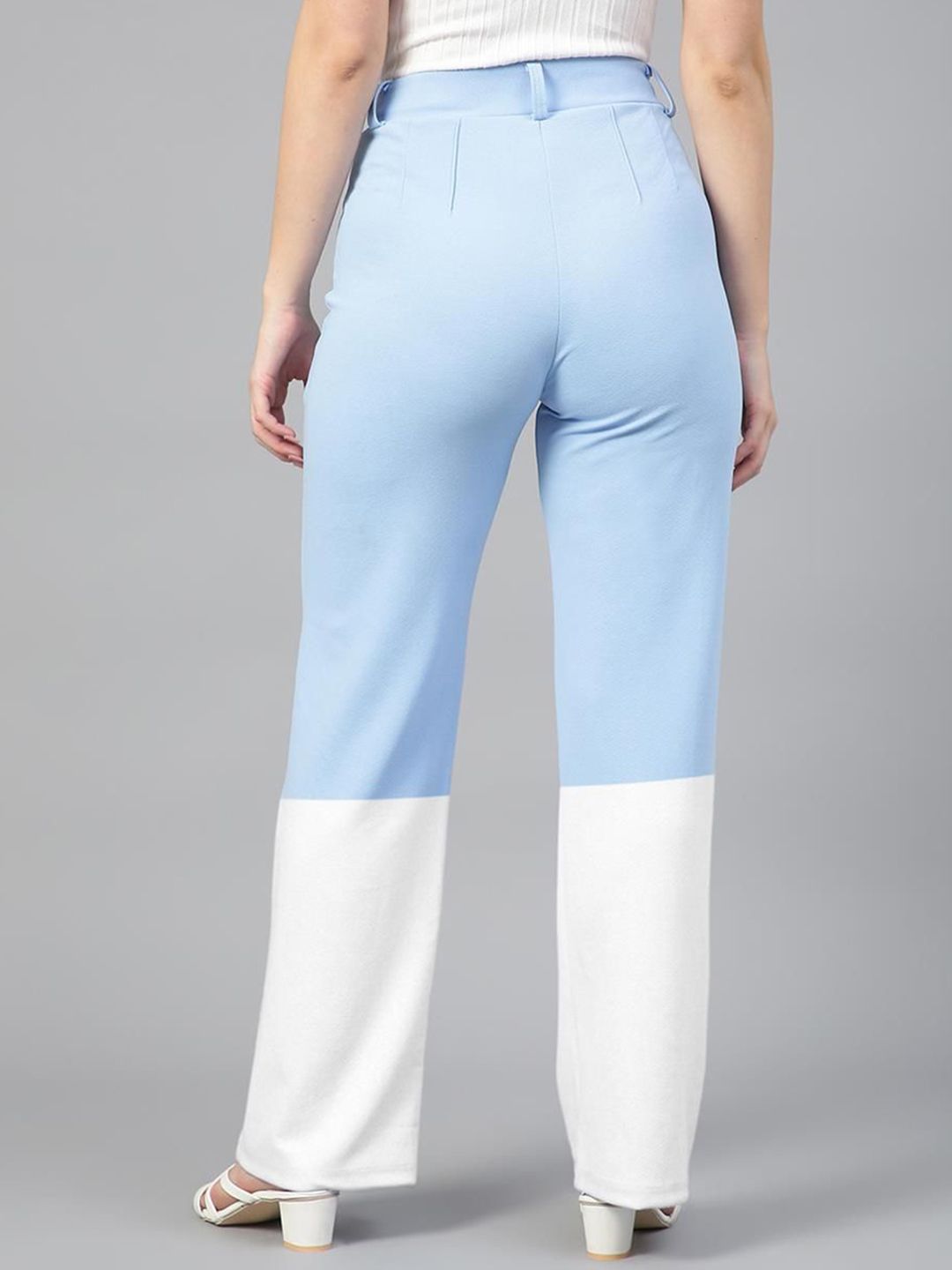 Kotty Women Colourblocked High-Rise Easy Wash Trousers