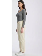 Kotty Top Grey Women's Scoop Ribbed Regular-Sleeve Fashion