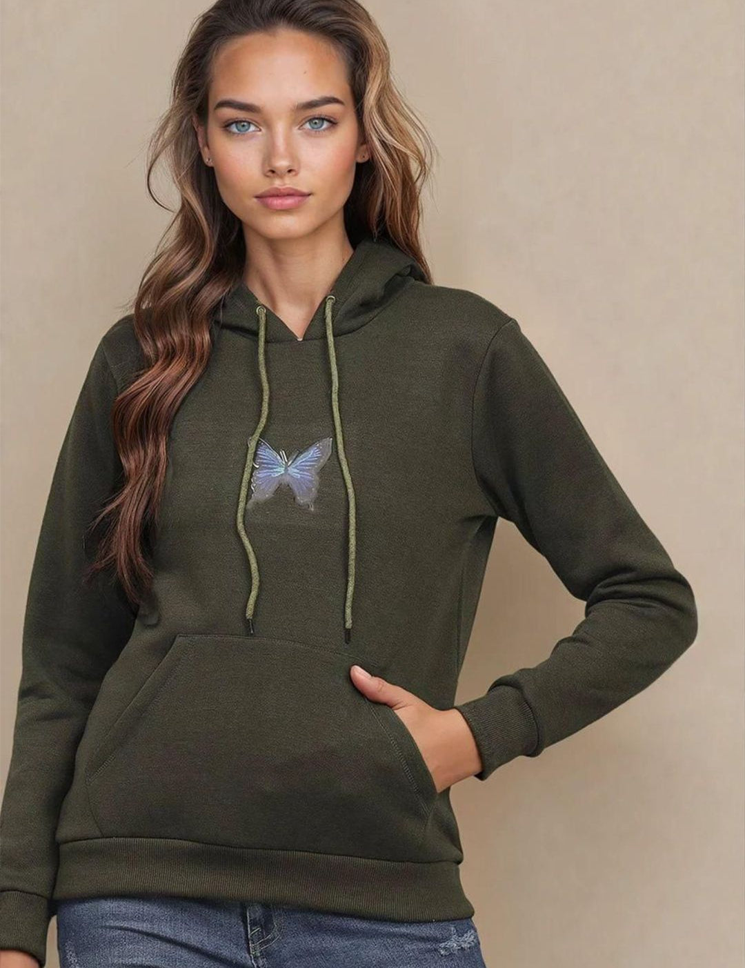 Kotty Women Printed Hooded Pullover Sweatshirt