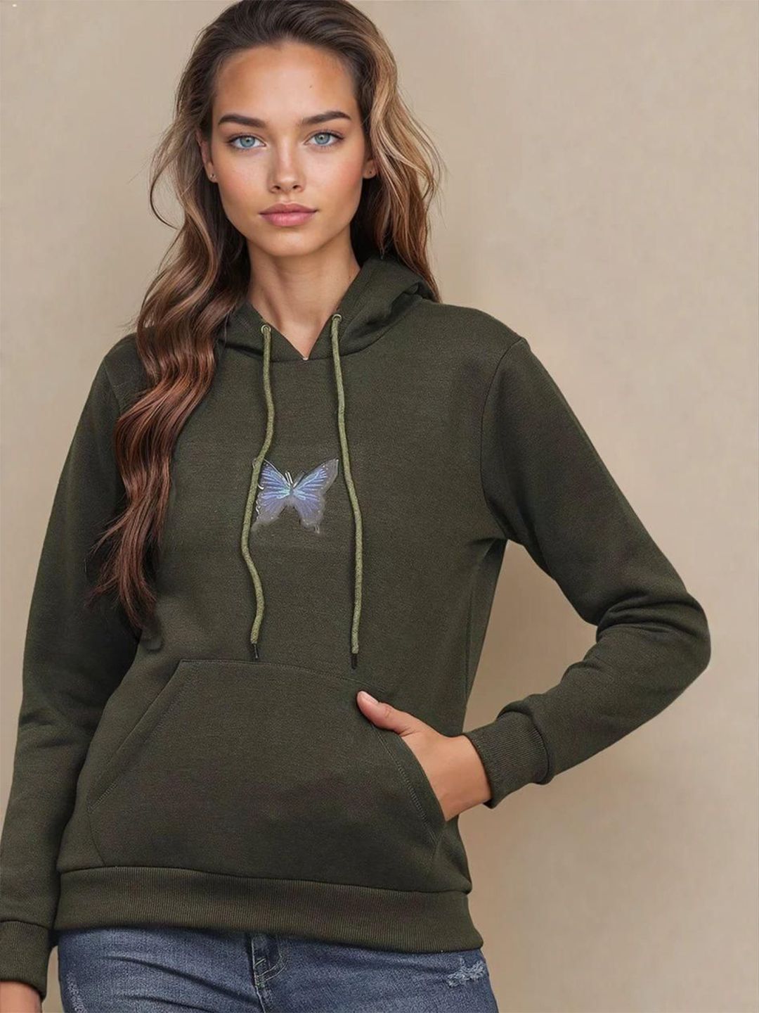 Kotty Women Printed Hooded Pullover Sweatshirt