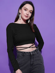 Kotty Women Solid Boat Neck Top