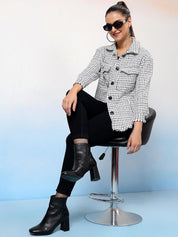  Kotty Checked Shawl Collar Coats

