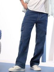 Kotty Men Relaxed Fit Low-Rise Cargo Styles Stretchable Jeans