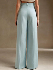 Kotty Women Cotton Relaxed Straight Leg Straight Fit High-Rise Easy Wash Wide Leg Trousers