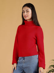 Kotty Women Turtle Neck Crop Pullover Sweater