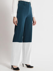 Kotty Women Colourblocked High-Rise Straight Fit Easy Wash Regular Trousers