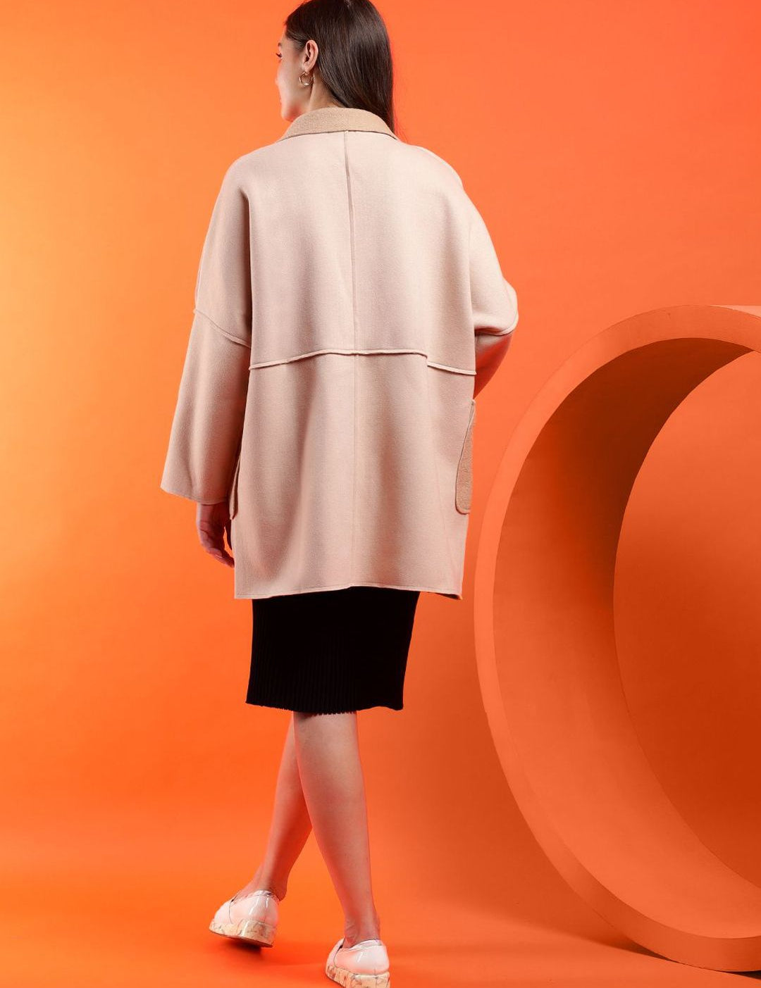 Kotty Women Notched Lapel Longline Overcoat